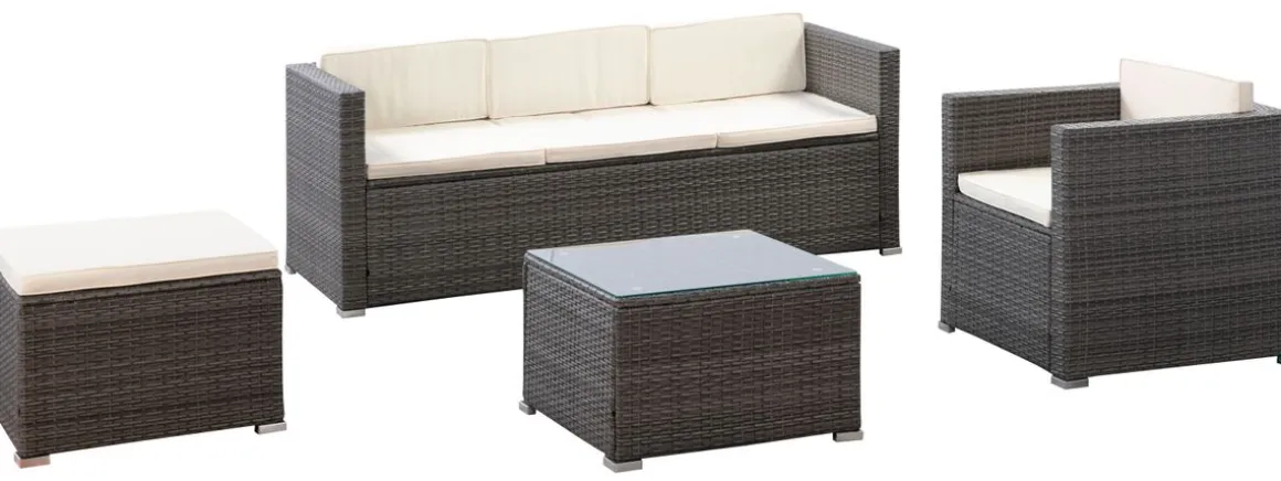Rattanlounge SALERNO grau/beige