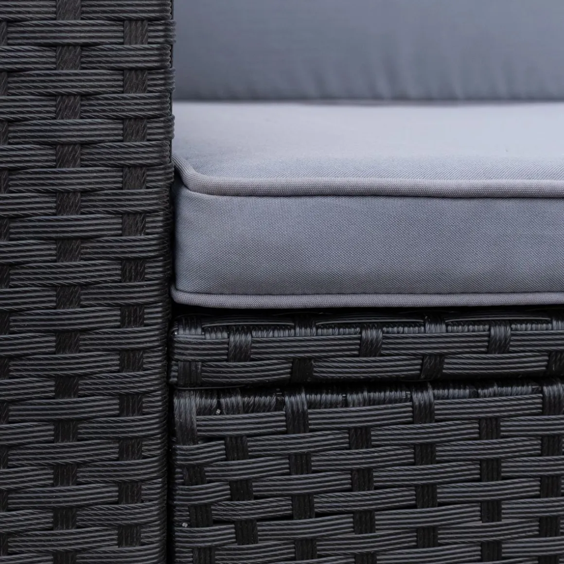 Rattanlounge SALERNO schwarz/anthrazit