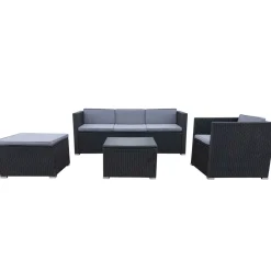 Rattanlounge SALERNO schwarz/anthrazit