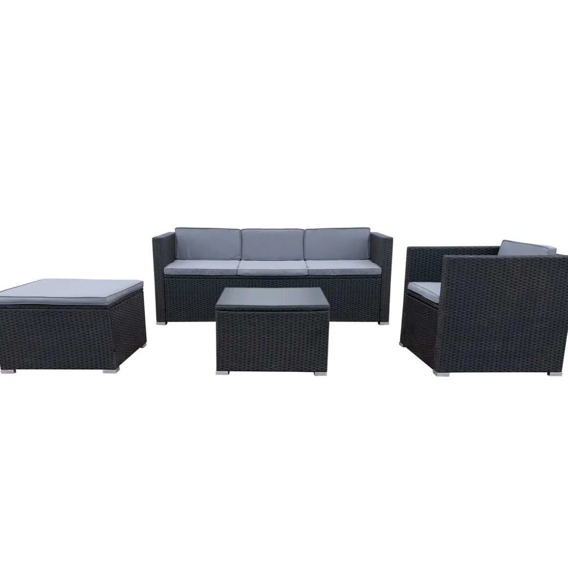 Rattanlounge SALERNO schwarz/anthrazit