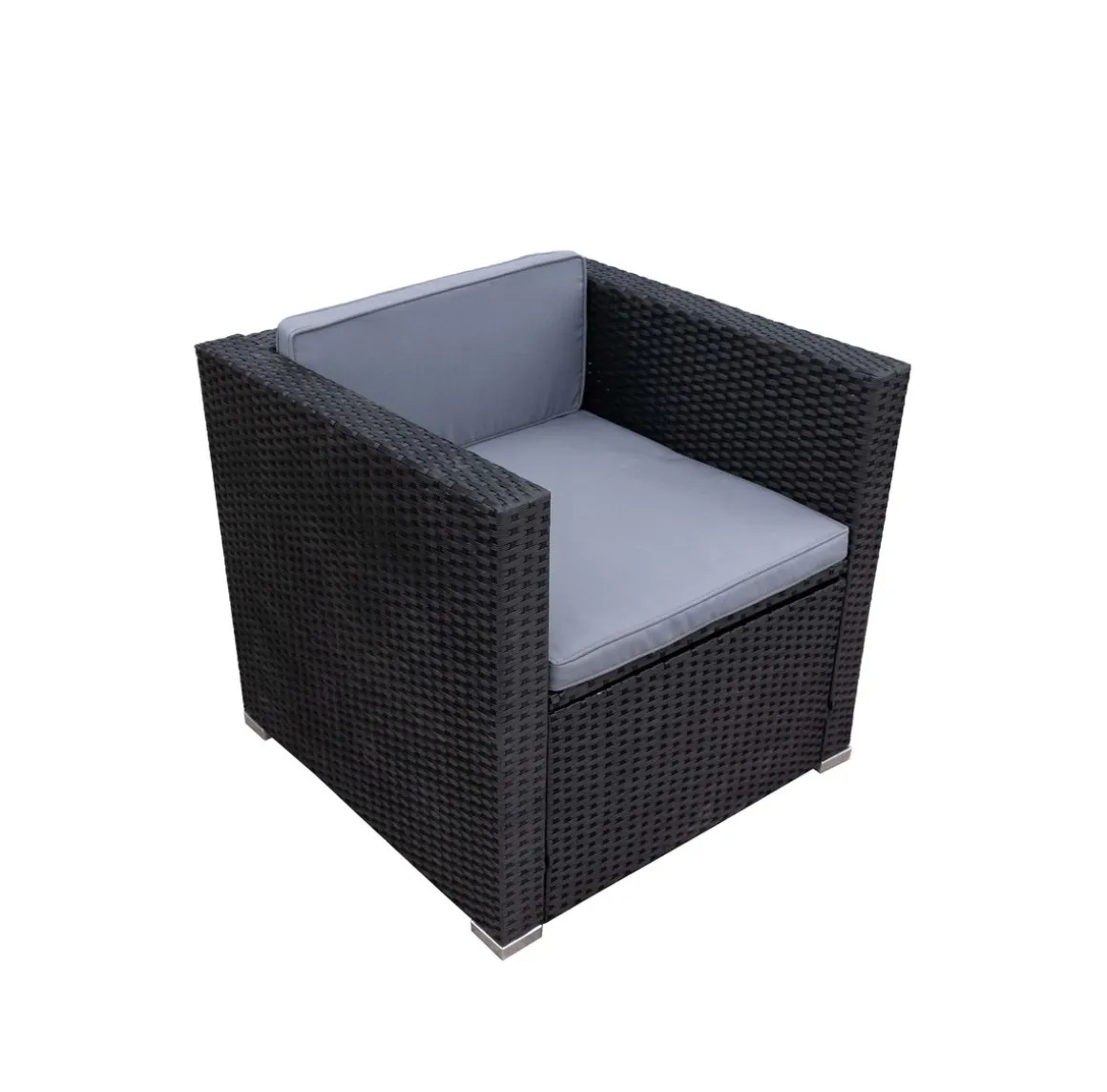 Rattanlounge SALERNO schwarz/anthrazit