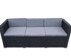 Rattanlounge SALERNO schwarz/anthrazit