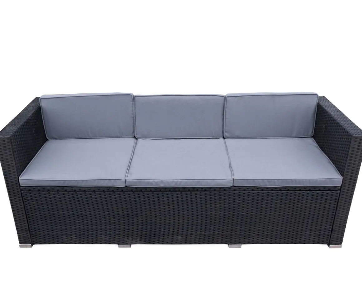 Rattanlounge SALERNO schwarz/anthrazit