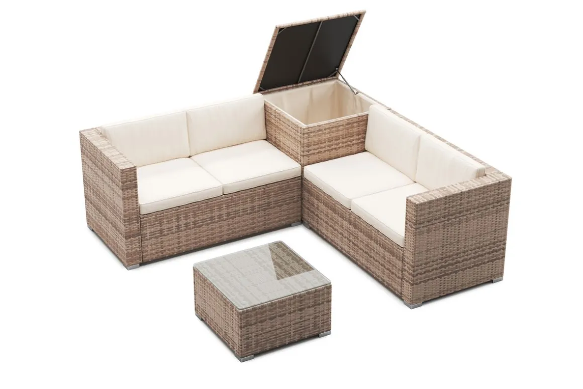 Rattanlounge SAN MARINO braun/beige