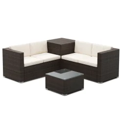 Rattanlounge SAN MARINO dunkelbraun/beige