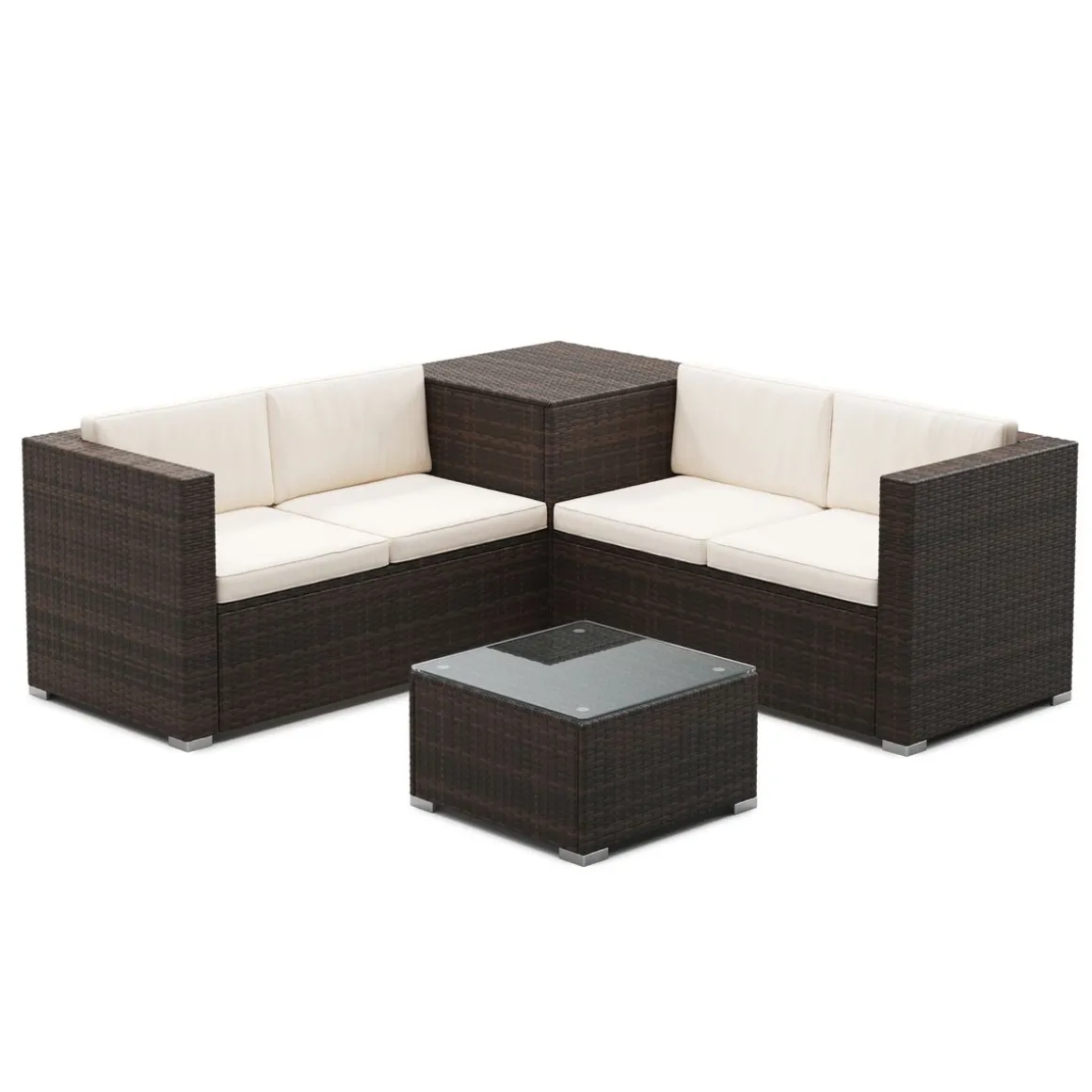 Rattanlounge SAN MARINO dunkelbraun/beige