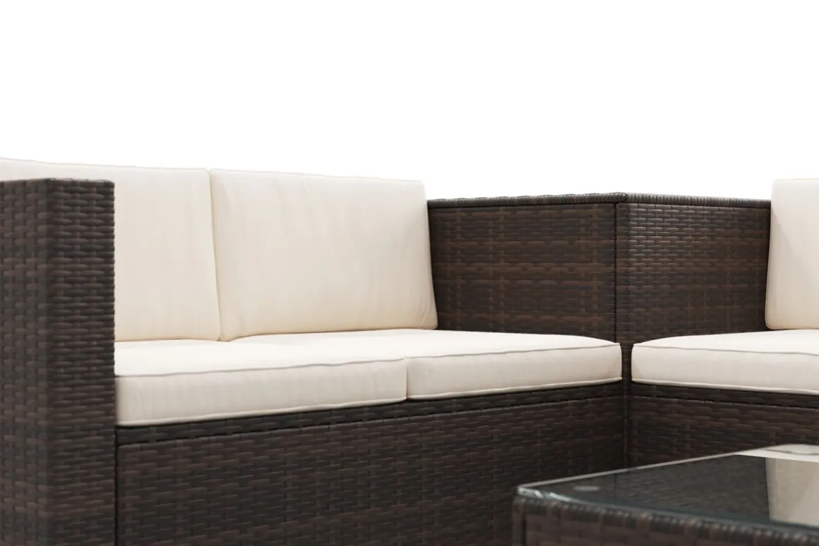 Rattanlounge SAN MARINO dunkelbraun/beige