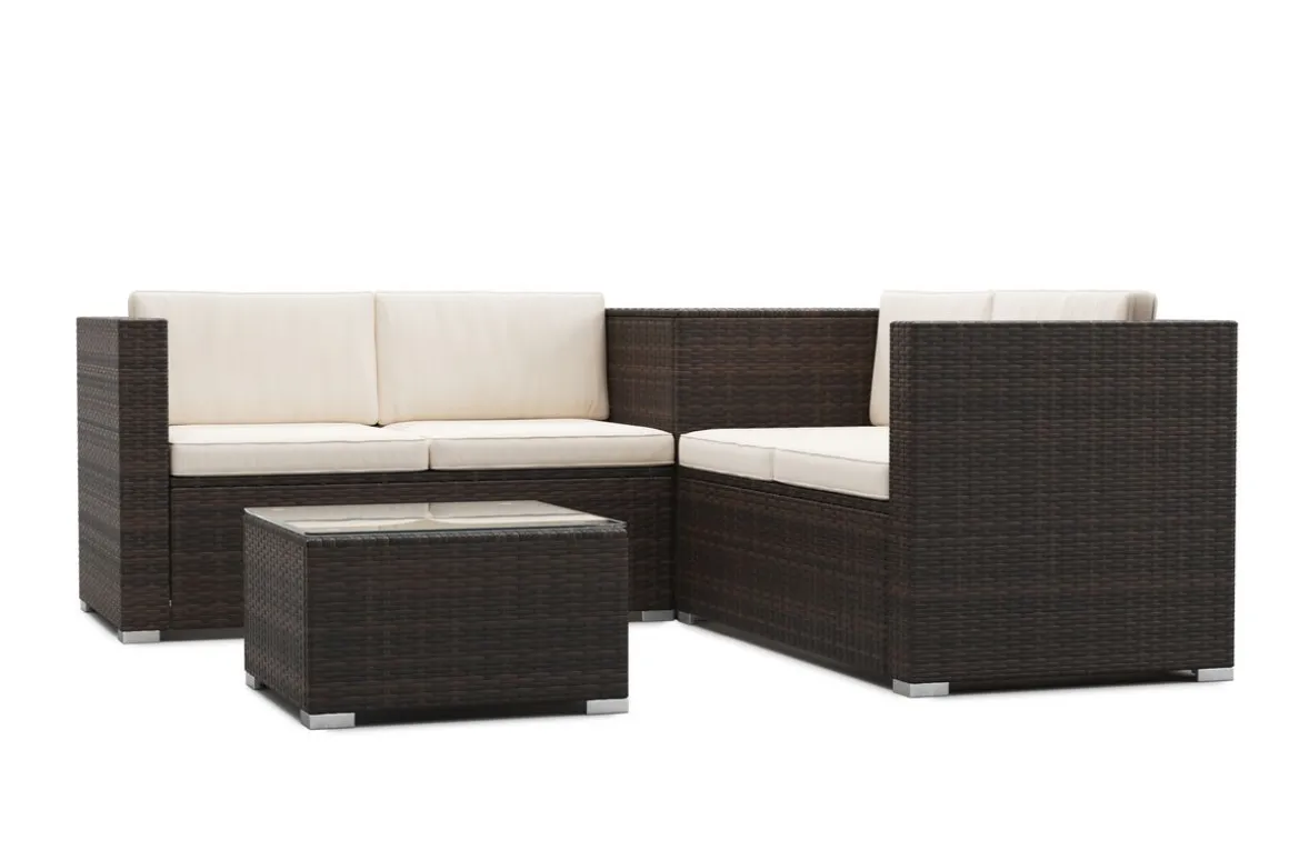 Rattanlounge SAN MARINO dunkelbraun/beige