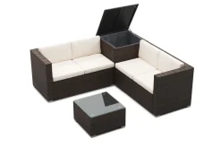 Rattanlounge SAN MARINO dunkelbraun/beige