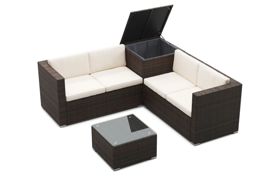 Rattanlounge SAN MARINO dunkelbraun/beige