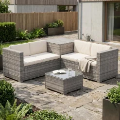 Rattanlounge SAN MARINO grau/beige