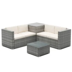 Rattanlounge SAN MARINO grau/beige