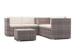 Rattanlounge SAN MARINO graubraun/beige