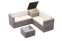 Rattanlounge SAN MARINO graubraun/beige