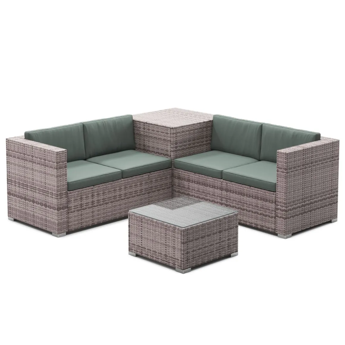 Rattanlounge SAN MARINO graubraun/grün