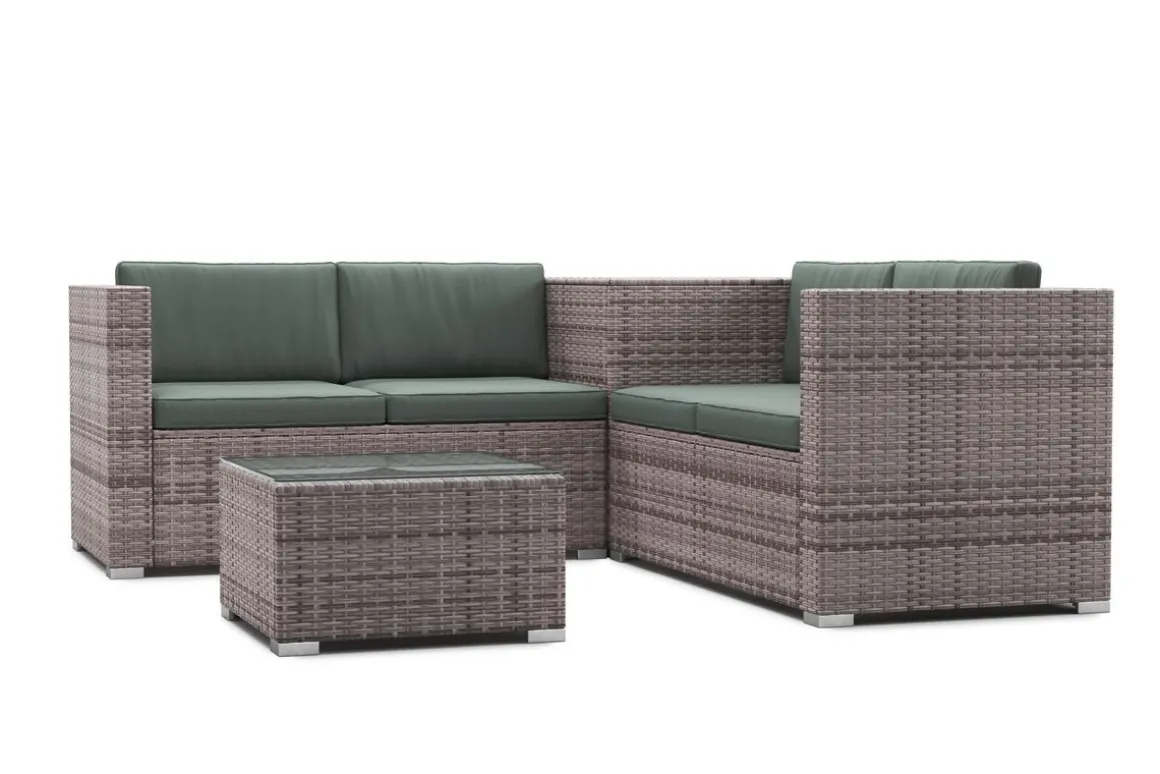 Rattanlounge SAN MARINO graubraun/grün