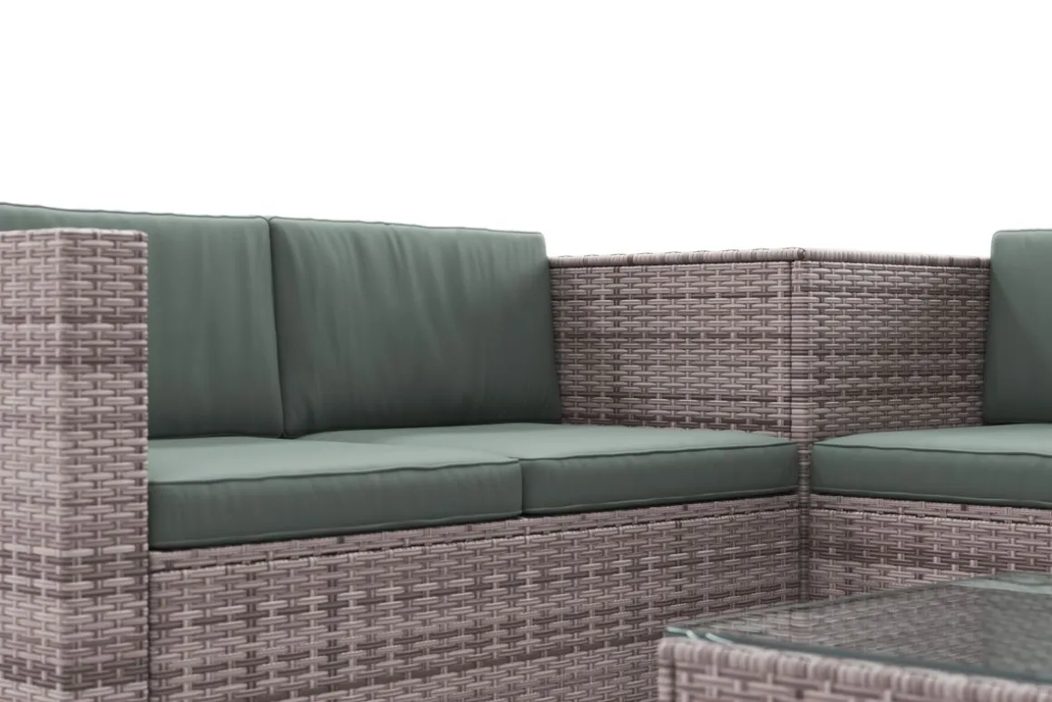 Rattanlounge SAN MARINO graubraun/grün