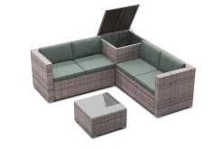 Rattanlounge SAN MARINO graubraun/grün