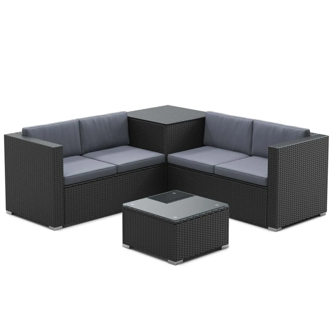 Rattanlounge SAN MARINO schwarz/anthrazit