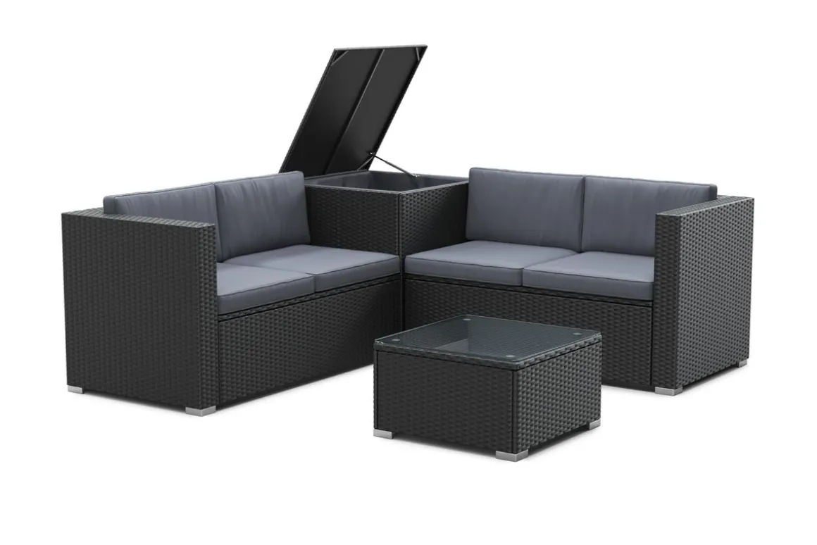 Rattanlounge SAN MARINO schwarz/anthrazit