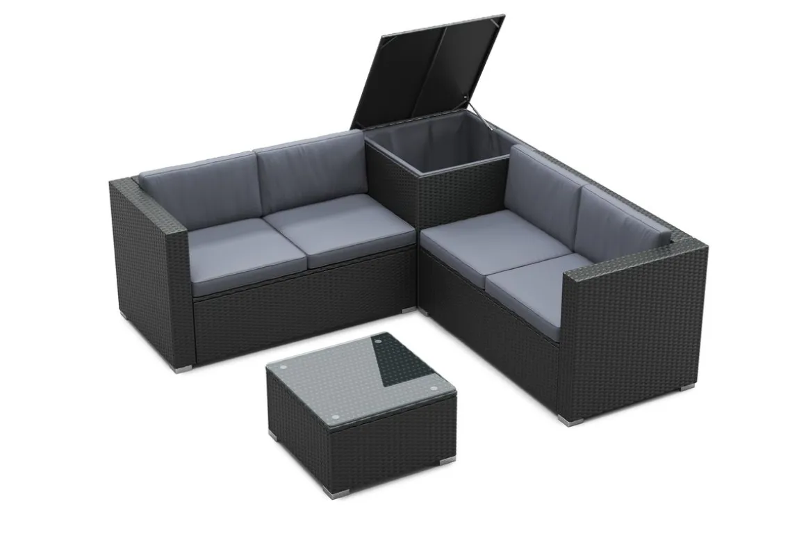 Rattanlounge SAN MARINO schwarz/anthrazit