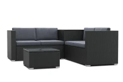 Rattanlounge SAN MARINO schwarz/anthrazit
