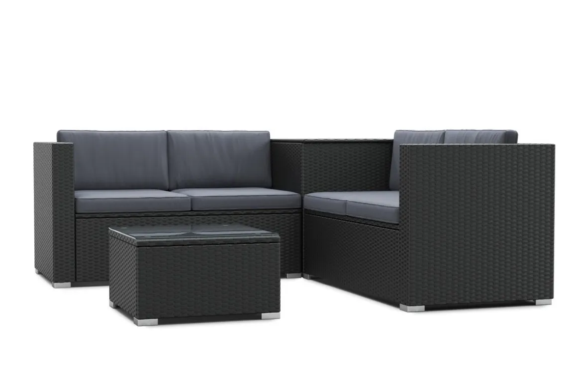 Rattanlounge SAN MARINO schwarz/anthrazit