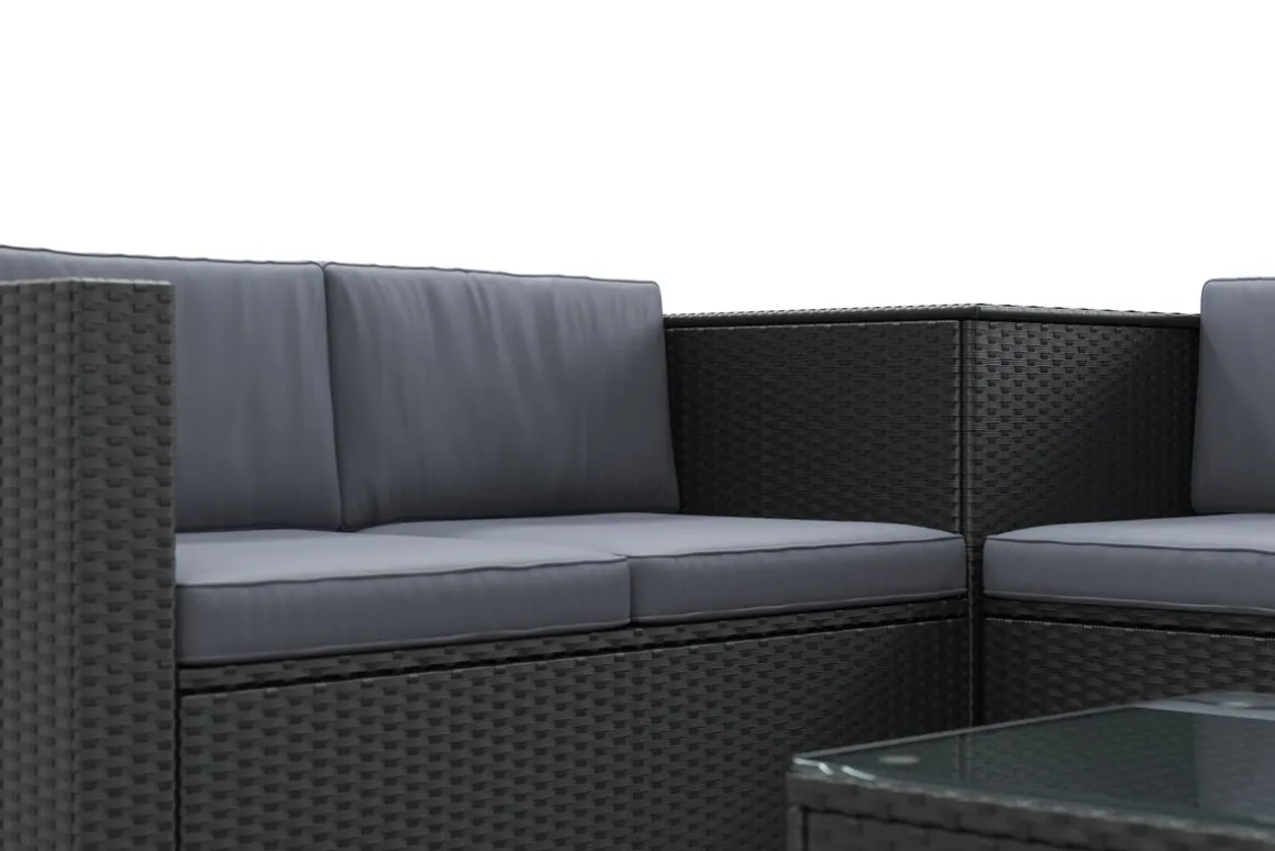 Rattanlounge SAN MARINO schwarz/anthrazit