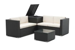 Rattanlounge SAN MARINO schwarz/beige