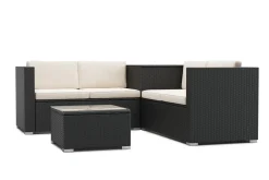 Rattanlounge SAN MARINO schwarz/beige