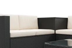 Rattanlounge SAN MARINO schwarz/beige