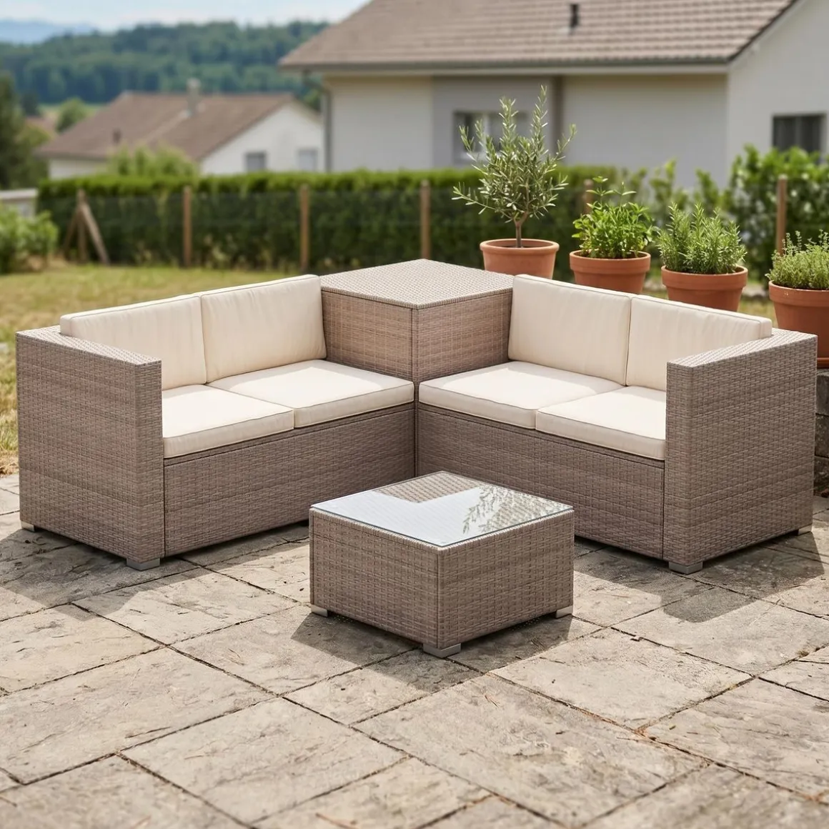 Rattanlounge SAN MARINO taupe/beige