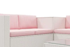 Rattanlounge SAN MARINO weiss/rosa