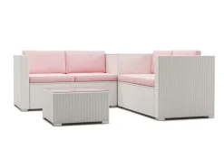 Rattanlounge SAN MARINO weiss/rosa