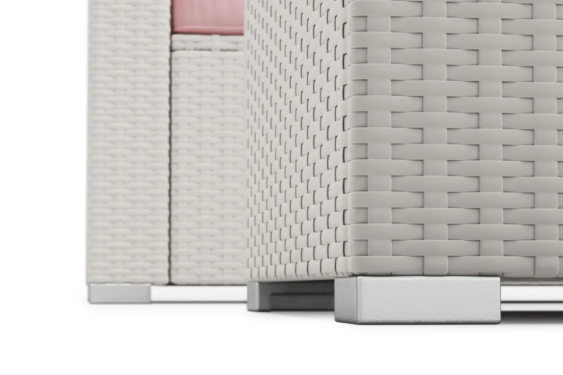 Rattanlounge SAN MARINO weiss/rosa