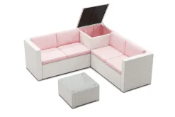 Rattanlounge SAN MARINO weiss/rosa