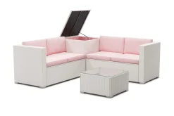 Rattanlounge SAN MARINO weiss/rosa