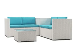 Rattanlounge SAN MARINO weiss/türkis