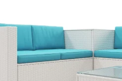 Rattanlounge SAN MARINO weiss/türkis
