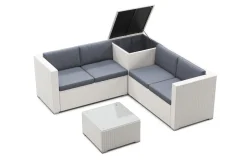 Rattanlounge SAN MARINO weiss/anthrazit