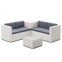 Rattanlounge SAN MARINO weiss/anthrazit