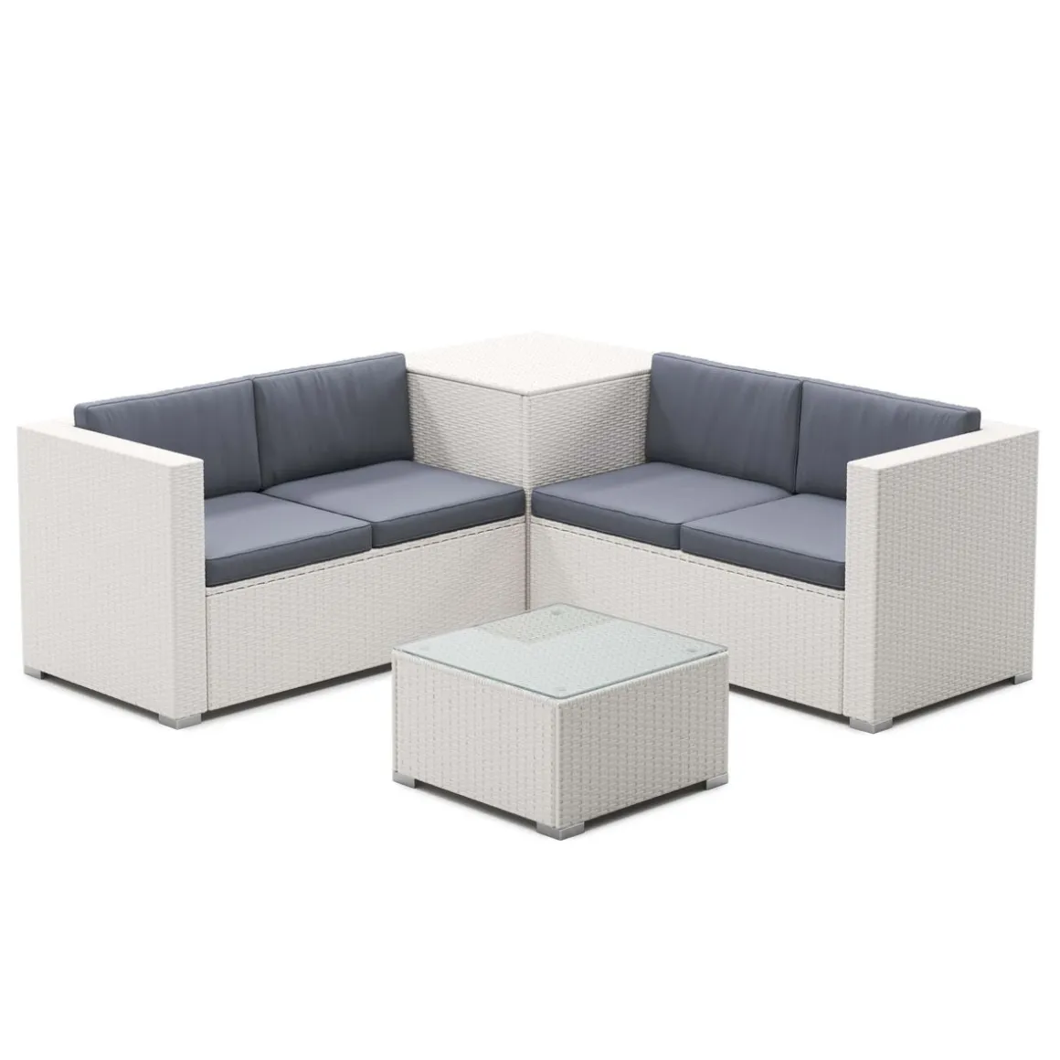 Rattanlounge SAN MARINO weiss/anthrazit