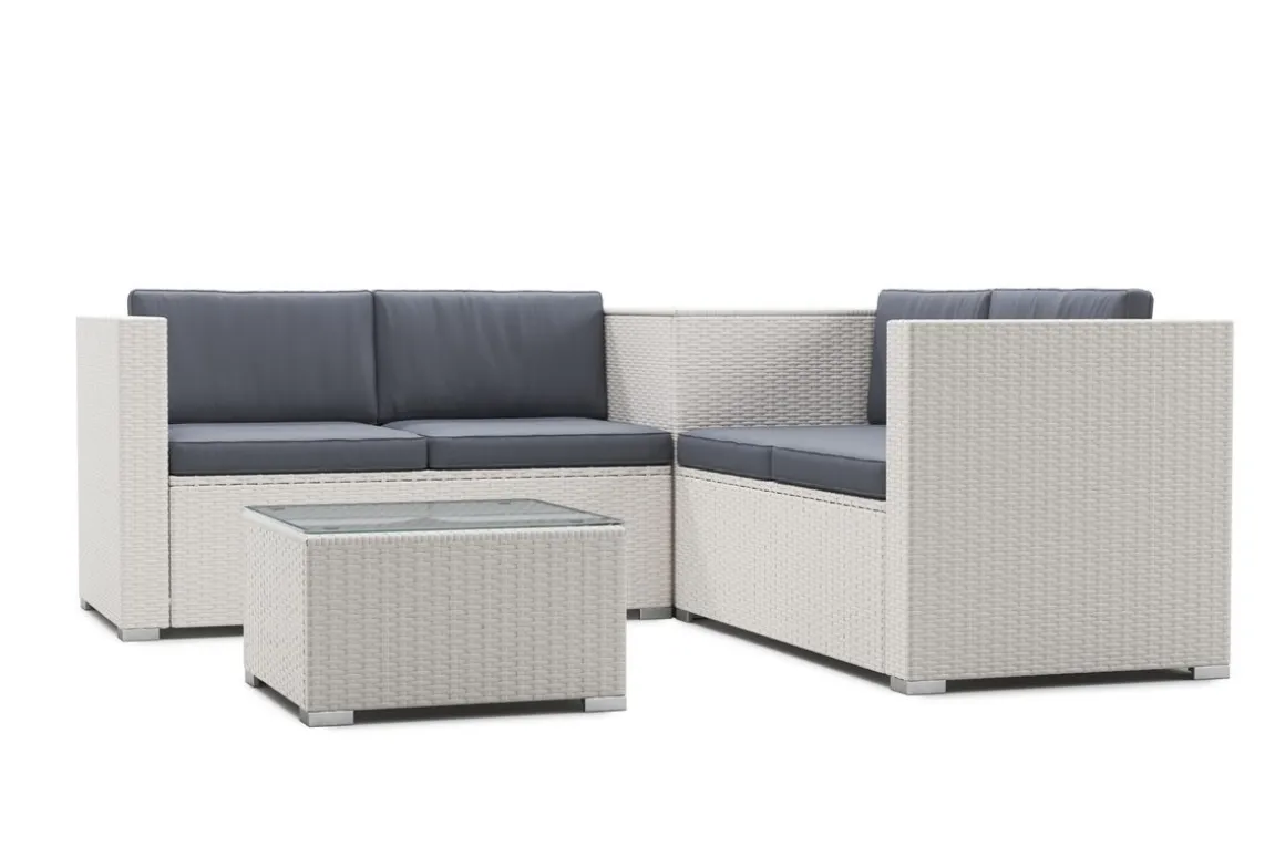 Rattanlounge SAN MARINO weiss/anthrazit