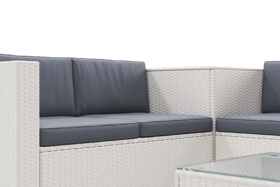 Rattanlounge SAN MARINO weiss/anthrazit