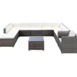 Rattanlounge SANTORINI grau/beige
