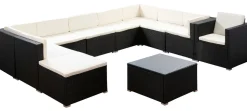 Rattanlounge SANTORINI schwarz/beige