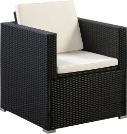 Rattanlounge SANTORINI schwarz/beige