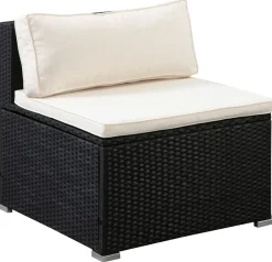 Rattanlounge SANTORINI schwarz/beige