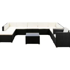 Rattanlounge SANTORINI schwarz/beige
