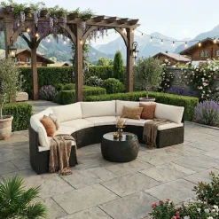 Rattanlounge SEASIDE schwarz/weiss